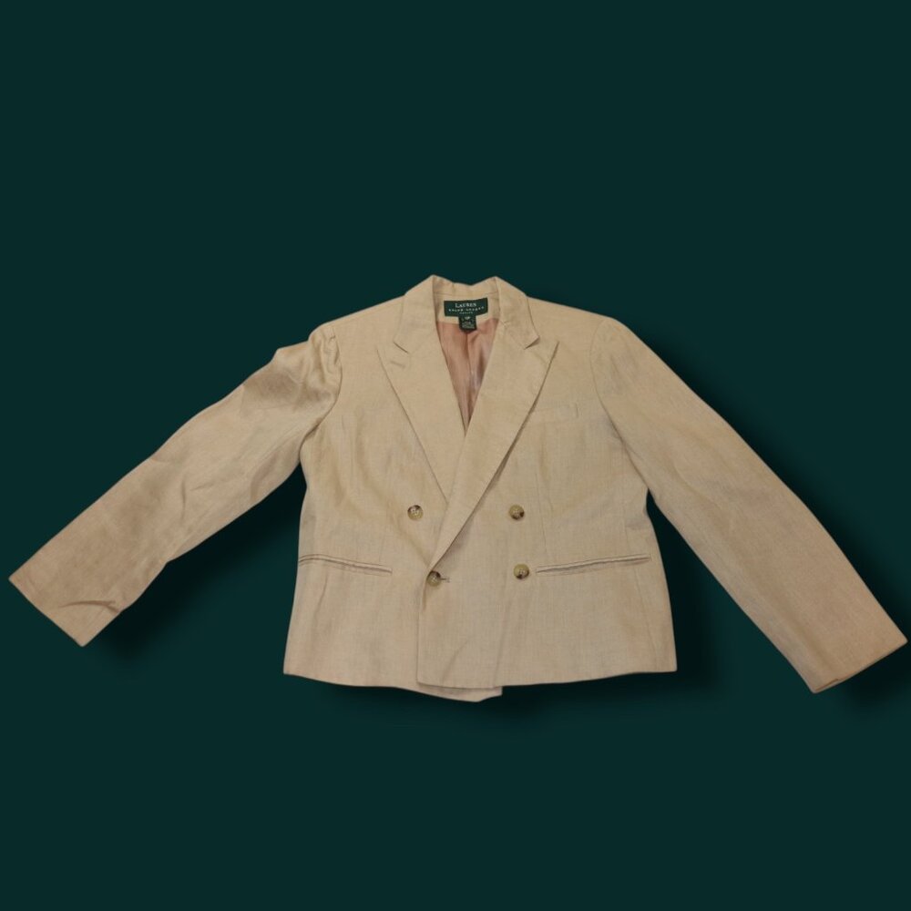 Lauren Ralph Lauren Womens Petite Linen Blazer Light Beige Size 10P